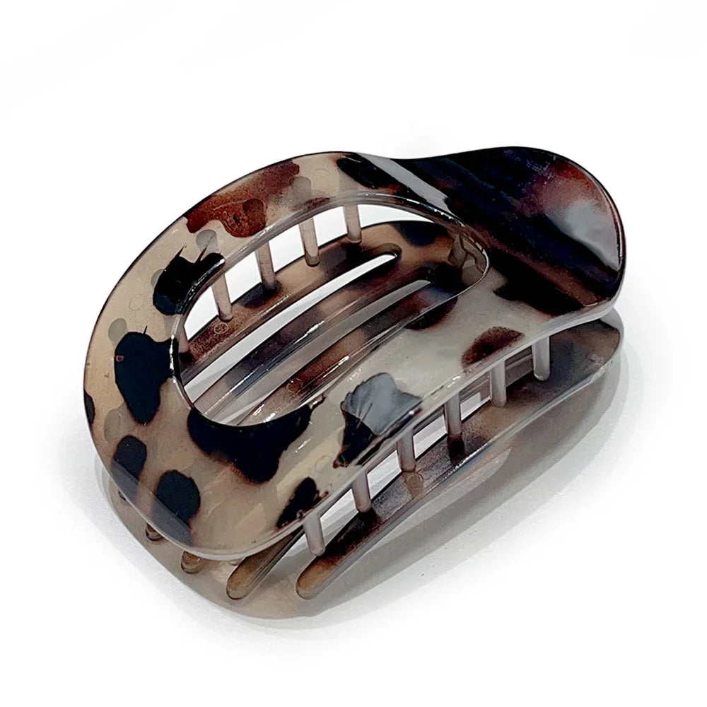 Leopard Matte Oval Hair Claw Clip for Women New Design Curved Flat Acrylic Barrettes Fashion Styling Hair Accessories
