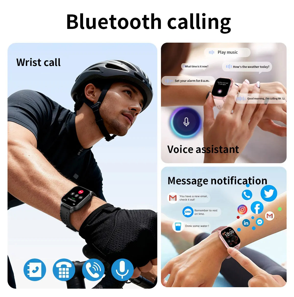 Bluetooth Calling Smartwatch with LED Flashlight