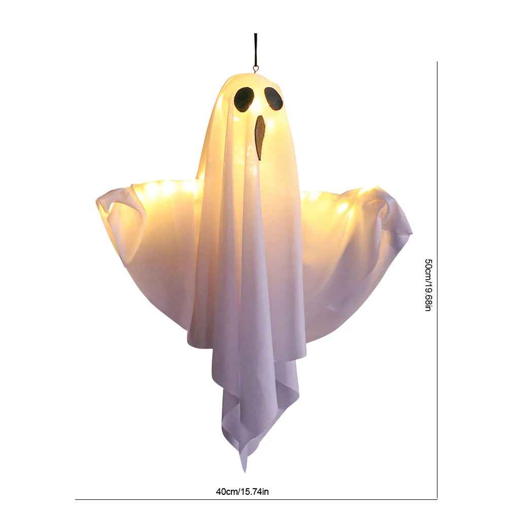 Light-Up Hanging Ghost – White or Orange Halloween Decoration