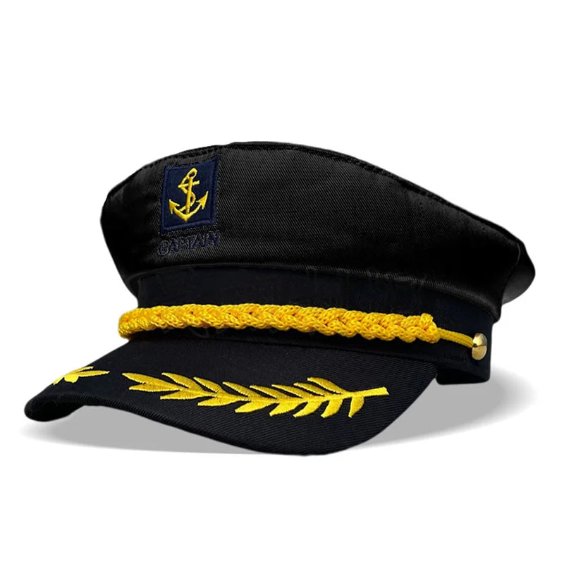 Captain's Yacht Hat – Adjustable, Gold Rope Trim, 3 Colors