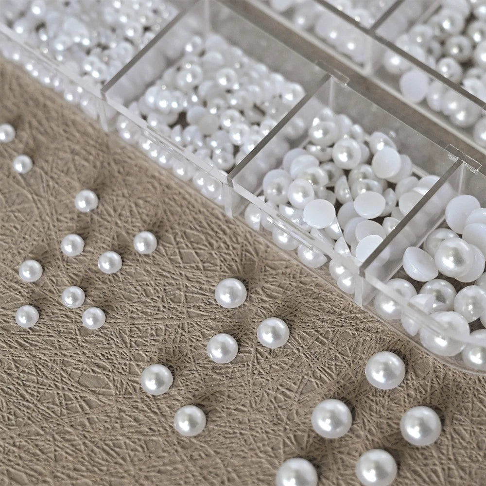 Nail Art Pearl-Look Beads & Rhinestones – Assorted Box Options