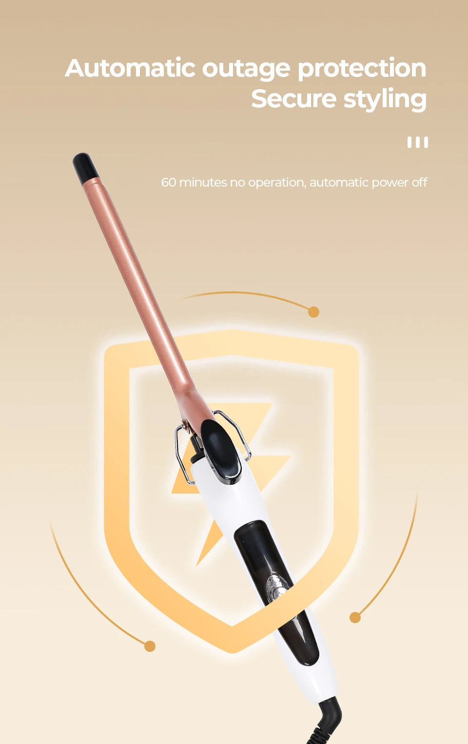 Ceramic Perm Bar Curling Iron – 0.51" Barrel, Fast Heating, Dual Voltage, 180–200°C