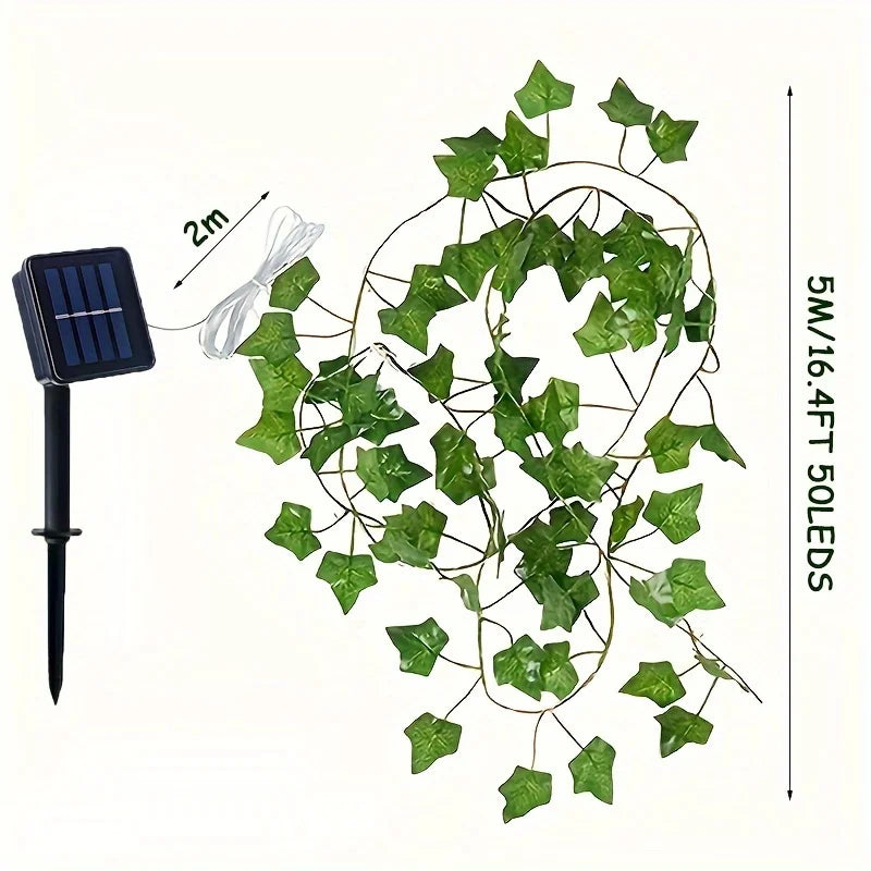 5M 50LED Rose Vine String Lights Solar Powered Artificial Flower Fairy Light for Garden Patio Bedroom Wedding Christmas Decor