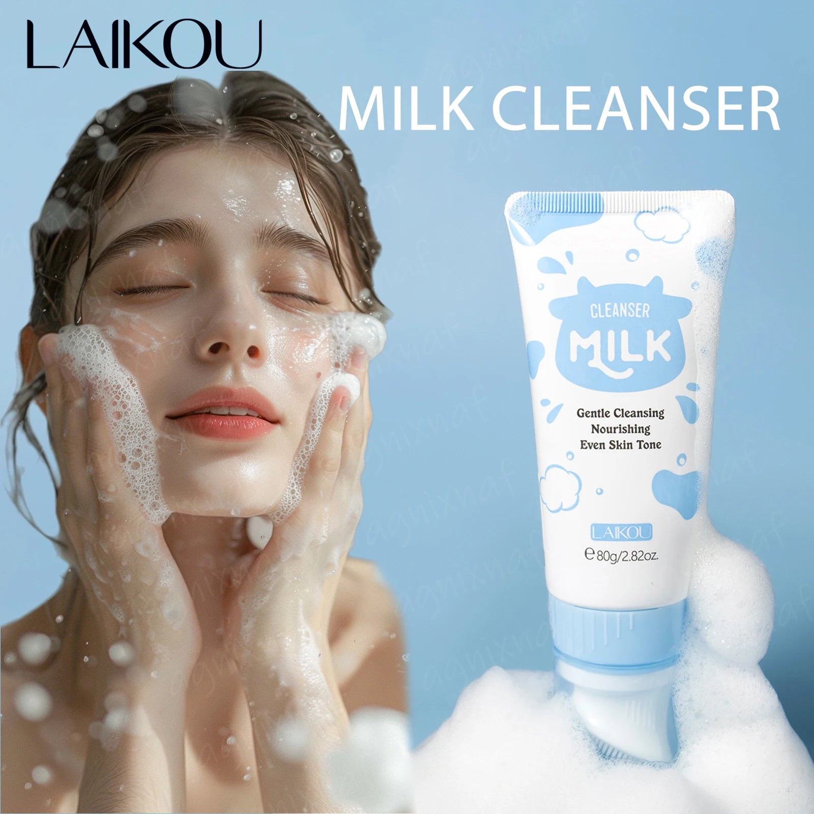 Korean Milk Facial Cleanser – Deep Moisture, Oil Control & Glowing Skin | Hyaluronic Acid, PH-Balanced for Dry/Oily Skin 80g