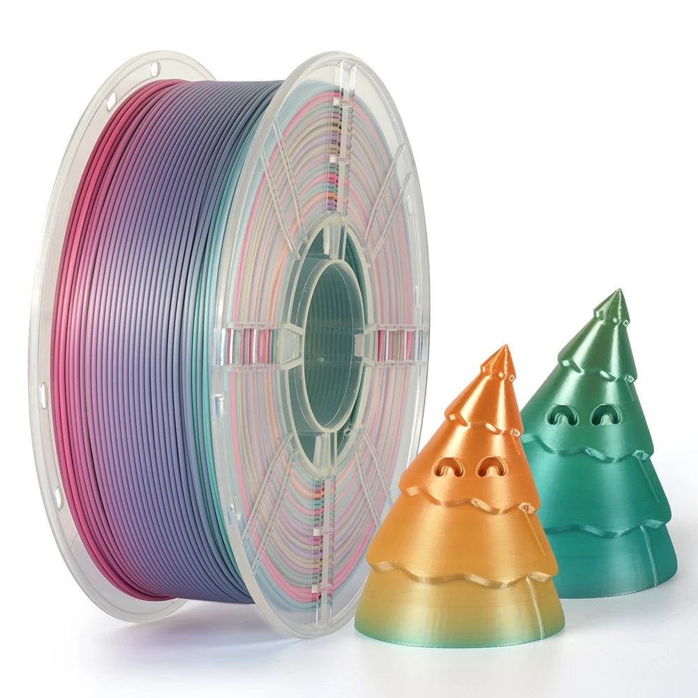 KINGROON Rainbow Silk PLA Filament – 1.75 mm, 2.2 lb (1 kg)