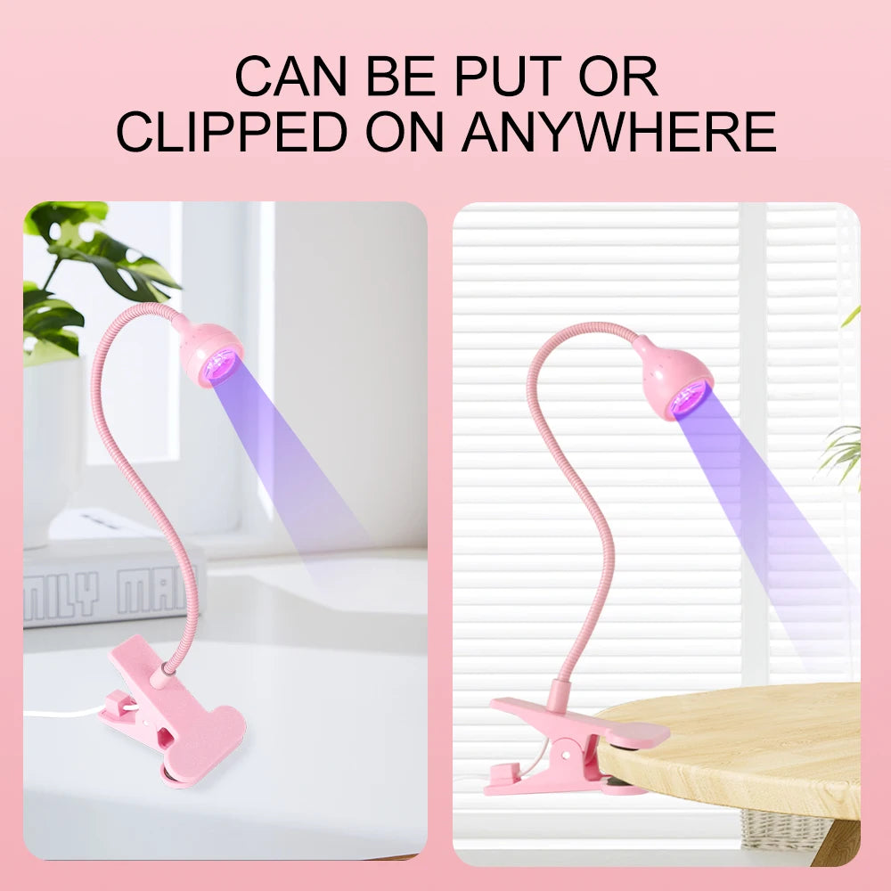 Clip-On Mini USB UV Nail Lamp – 3W LED, Portable Gel Dryer for Manicure & Salon