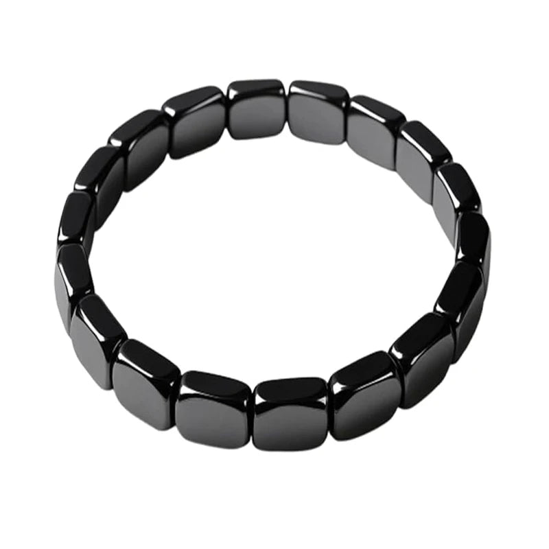 Men's Black Beaded Stretch Bracelet