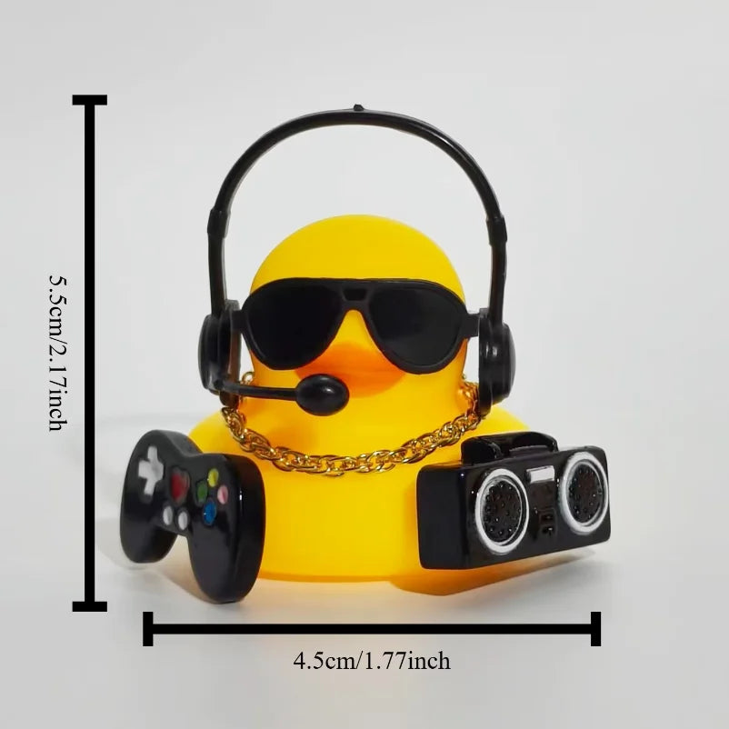 Cool Hip Hop Music Duck Car Decorations Rubber Ducks Cute Dashboard Rubber Ducks for Car Ornament with Headphone Game Player
