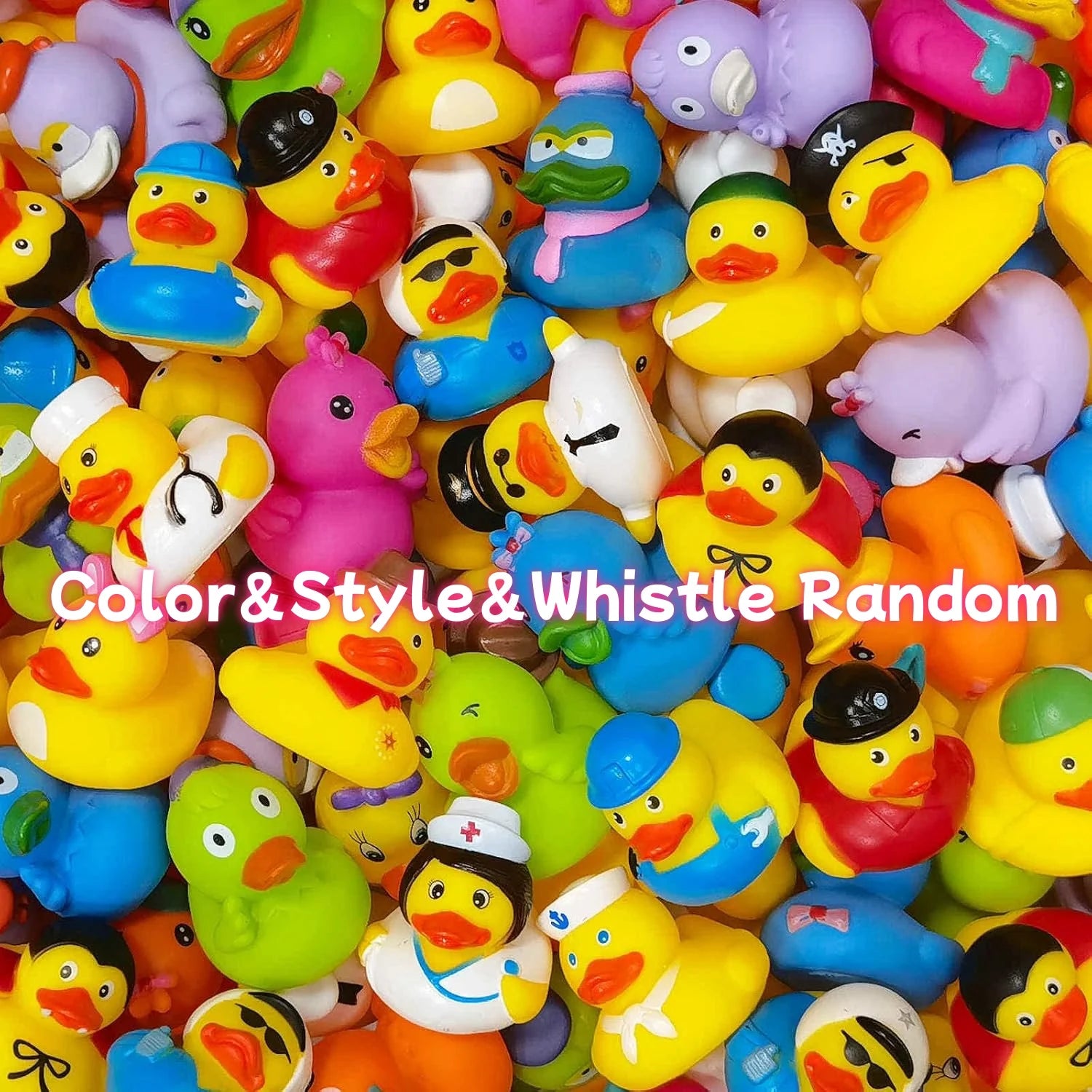 30-Pack Rubber Ducks in Bulk,Assortment Duckies for Jeep Ducking Floater Duck Bath Toys Party Favors Color&Style&Whistle Random