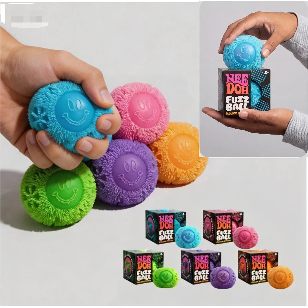 Textured Smiley Squeeze Fidget Ball – Single & 3-Piece Options