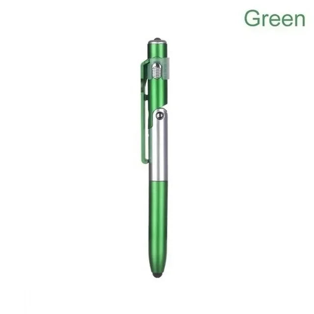 Multifunction 4-in-1 Foldable Ballpoint Pen Stylus (Flashlight + Support) for Tablet Cellphone