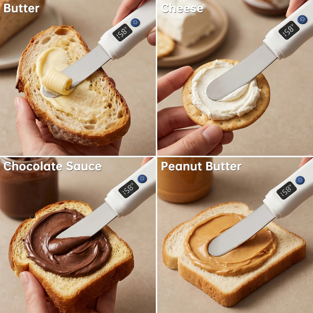 USB Rechargeable Heated Butter Knife – Electric Spreader for Cold Butter, Cheese & Chocolate, LED Display, CE Certified