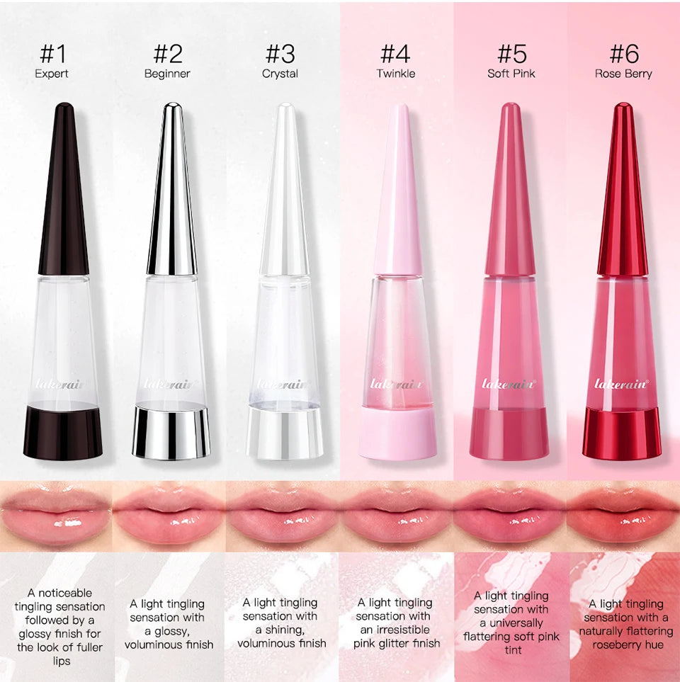 Lakerain Lip Plumper Gloss Oil Lip Long-Lasting Moisturizer Volume Boosting Lip Oil Volumizing & Hydrating Non-Dry Plumping