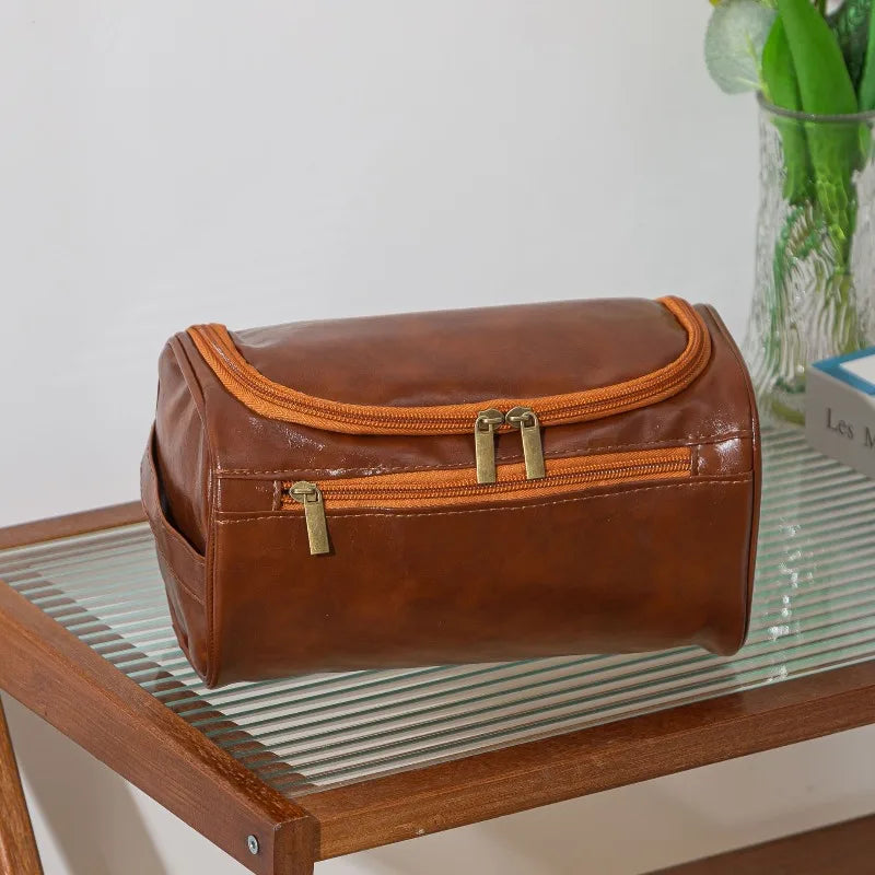 Faux Leather Travel Toiletry Bag