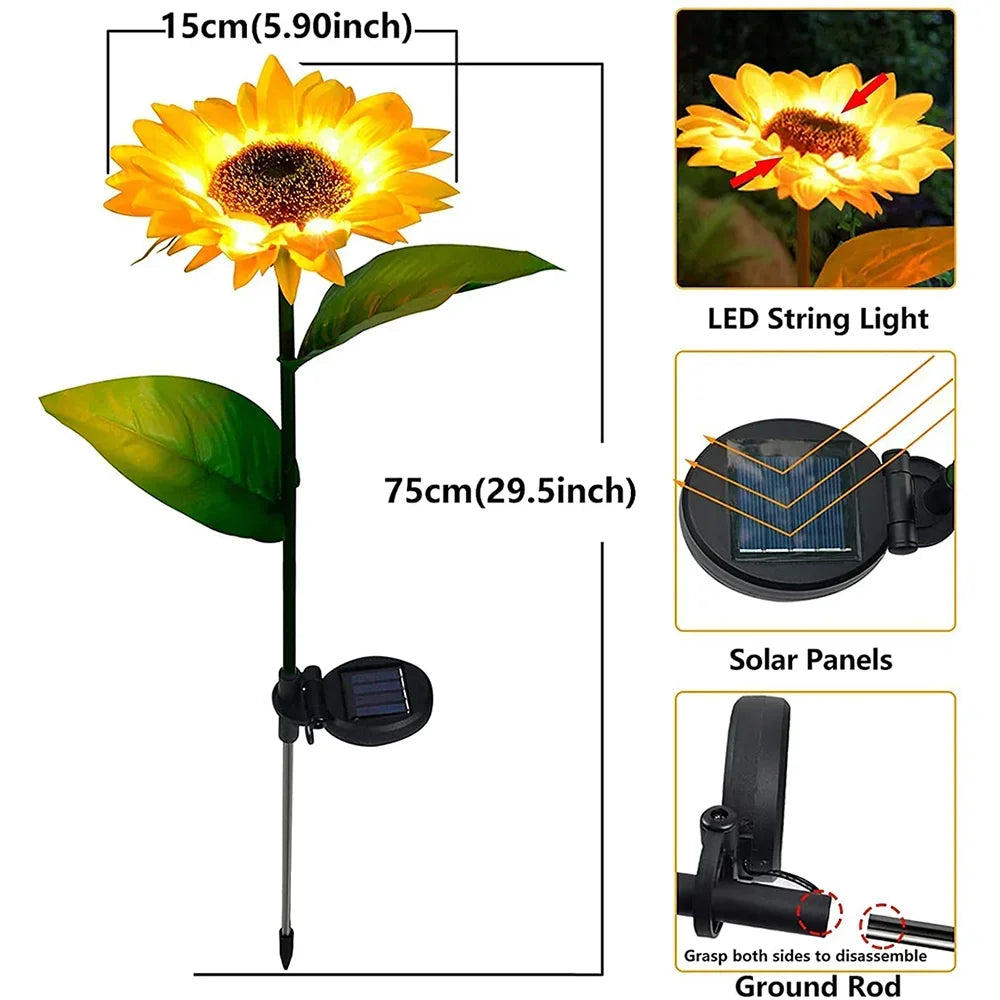 Outdoor Solar Sunflowers Smart Sense Garden Lights Yard Wedding Thanksgiving Decor Light Festival Decoration LED Lawn Light