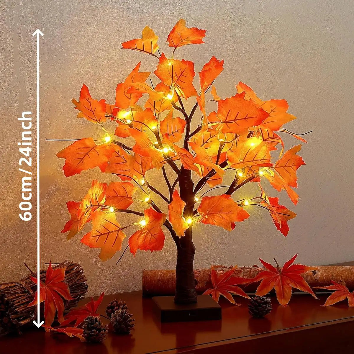 1pc 24 LED Artificial Black Birch Tree Light DIY Branches Table Lamp For Fall Gifts  Home Bedroom Holiday Party Halloween Decor