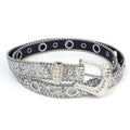 Women’s Rhinestone Western-Style Faux Leather Belt