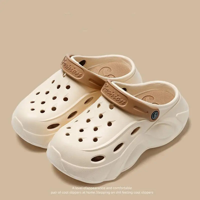 Luxus DIY Perlenkette Rutschfeste Clogs Damen Sommer 2026 Komfort Plateau Slip On Sandalen EVA Dicke Sohle Outdoor Hausschuhe