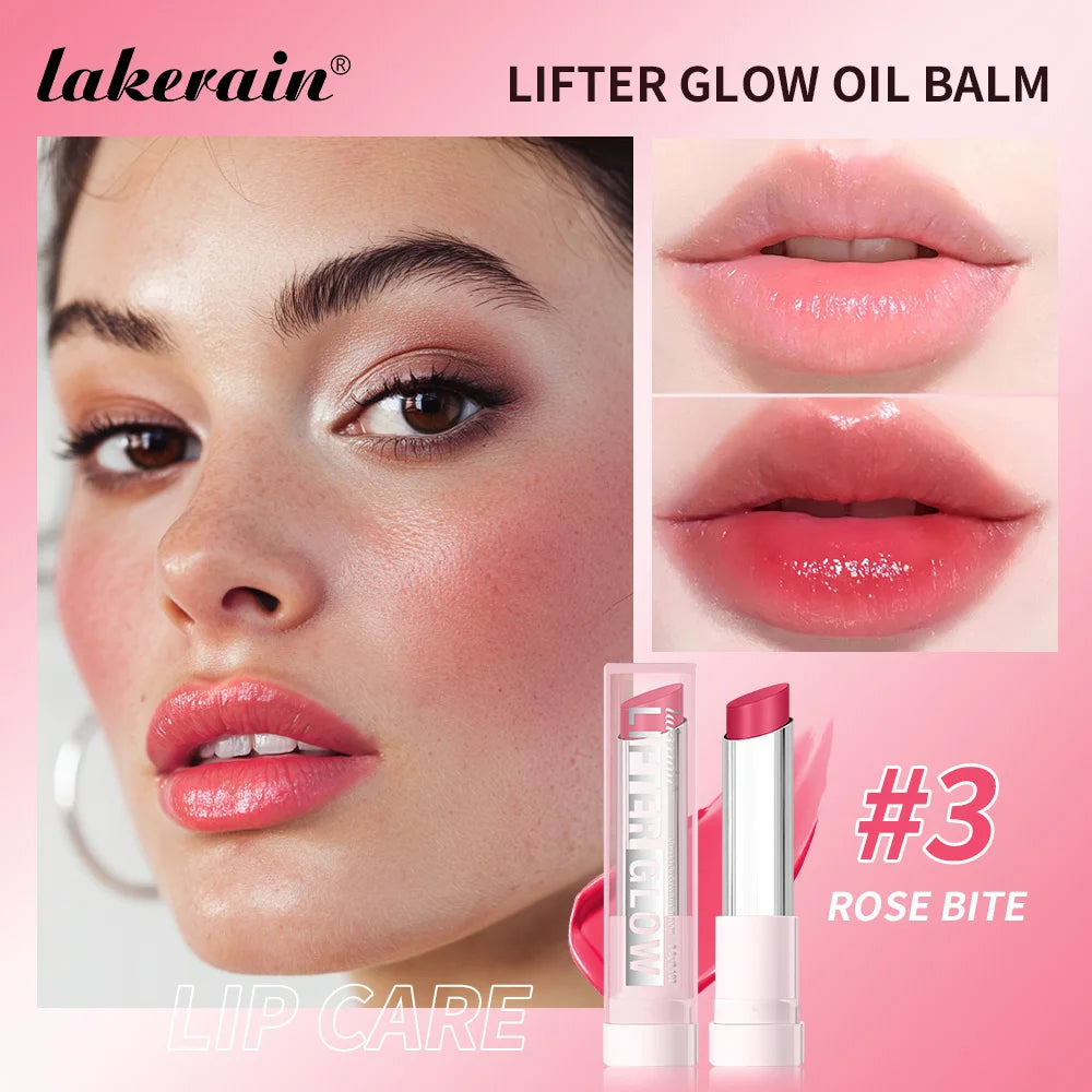 Lakerain Glow Lip Oil Balm Long Lasting Moisturizing Nourishing Daily Care Lip Balm Smooth-melt Softness Texture Natural Makeup