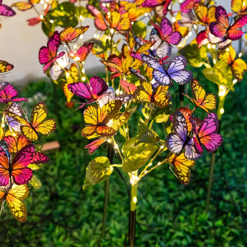 Festival Solar Outdoor Lights Butterfly Flower Garden Fairy Lights Wedding Birthday Decorations Lawn Lamp Yard Path Ornament