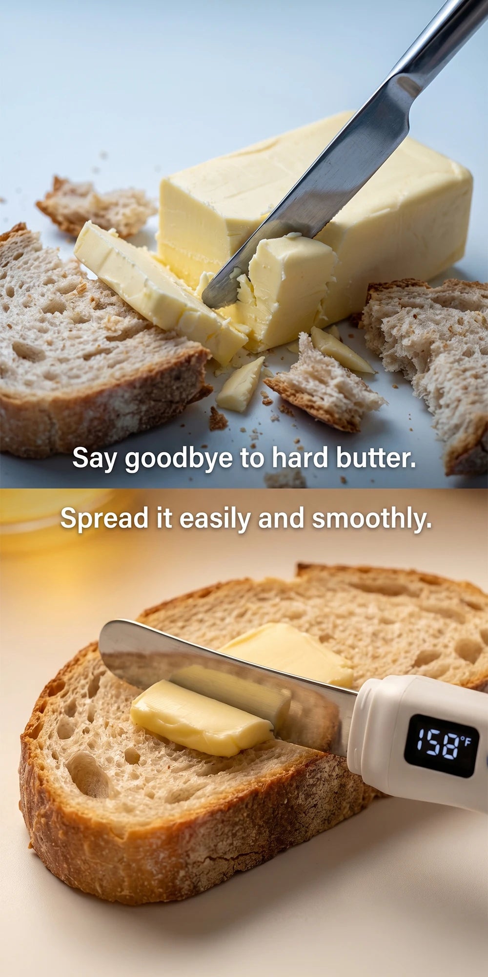 USB Rechargeable Heated Butter Knife – Electric Spreader for Cold Butter, Cheese & Chocolate, LED Display, CE Certified