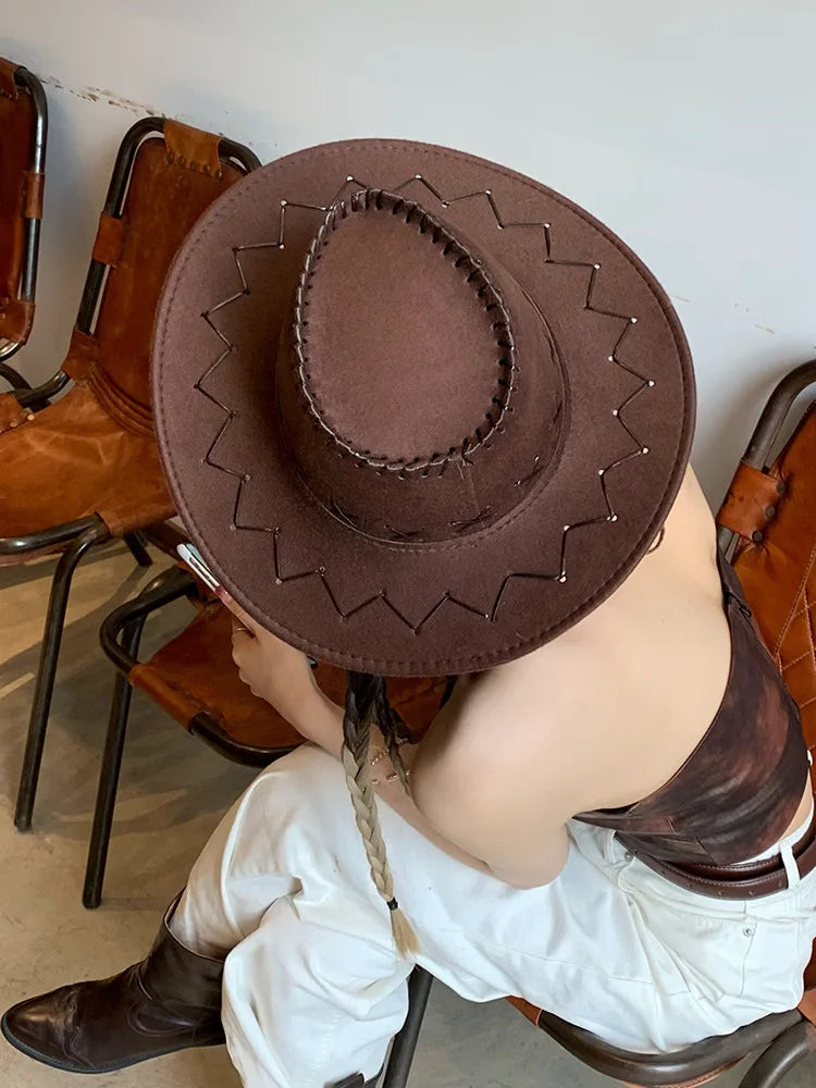 Western Cowboy Hat with Contrast Stitching
