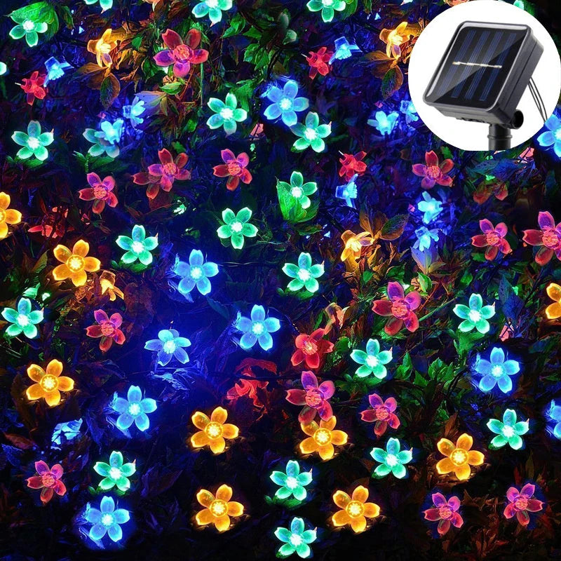 5/7/12M Solcellsdriven Blomsterljusslinga Party Trädgårdsdekoration Jul Fairy LED Ljusslinga Utomhusbelysning för Bröllop Hem