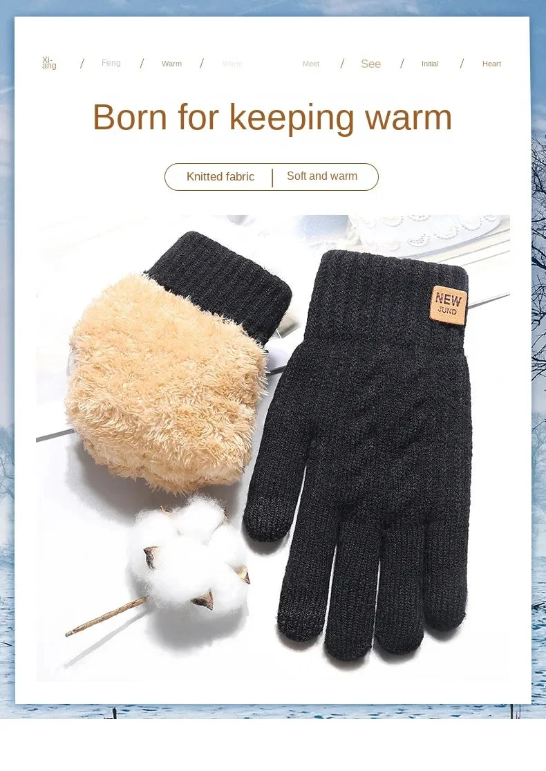 Unisex Lined Knit Winter Gloves