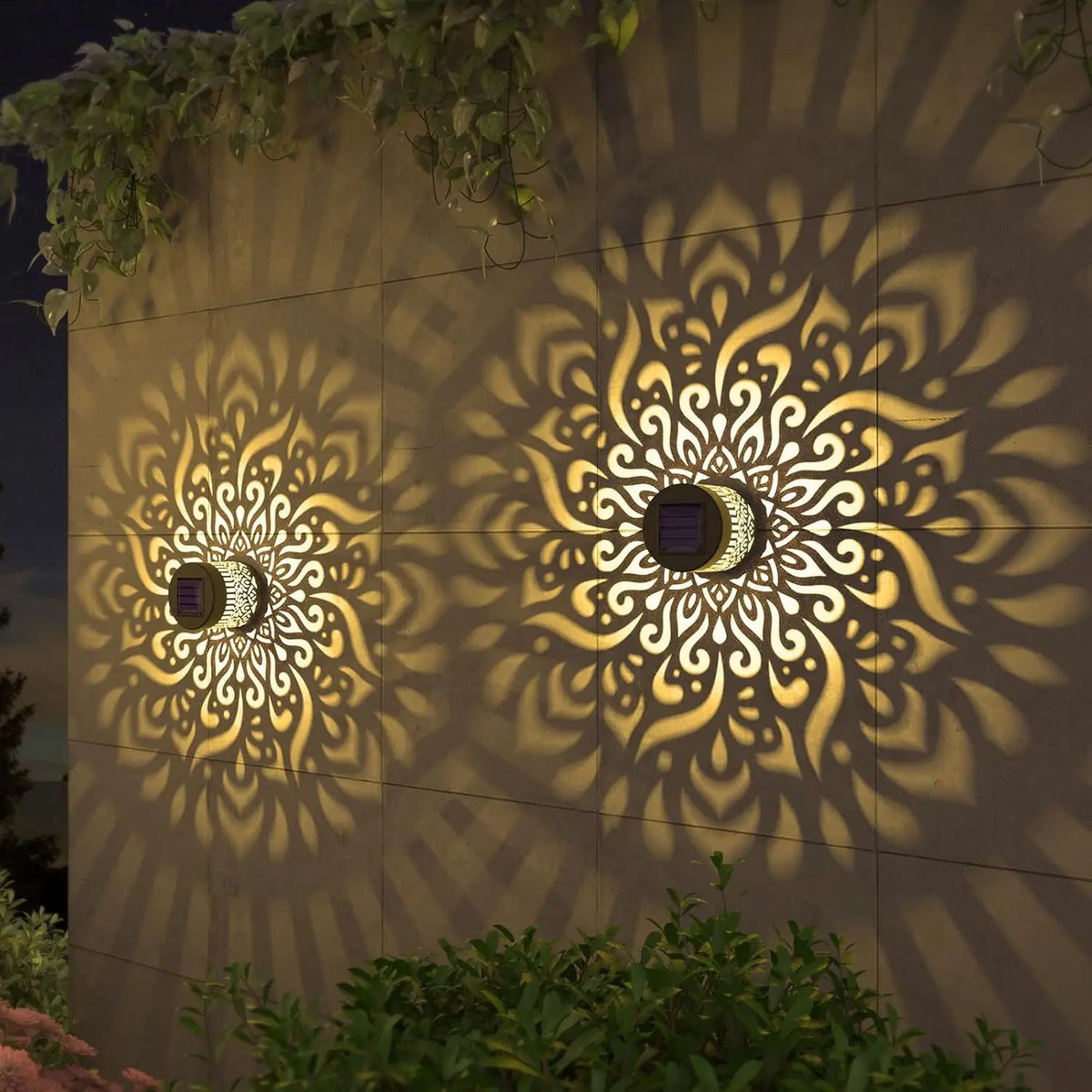 Solar-Sonnenblumen-Wandleuchte Außen Garten Mandala Muster Dekoration Wandleuchte für Terrasse Garten Anwesen Veranda Hof Dekor