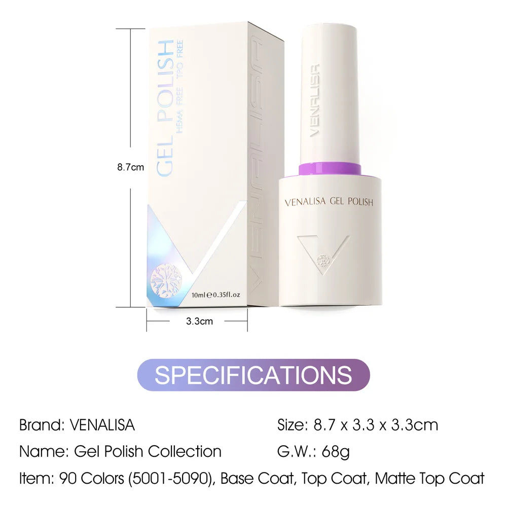 10ml VENALISA Nail Gel Polish HEMA TPO Free  Vegan Soak Off UV LED Gel Varnish Glossy Long Wear Diamond Top Semi Permanent Gel