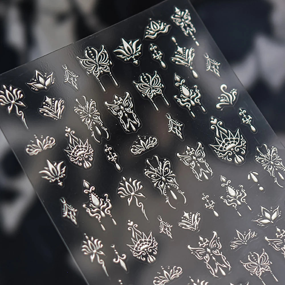 5D Luxury Nail Art Stickers – Gold Gemstone & Courtly Pattern Manicure Decals