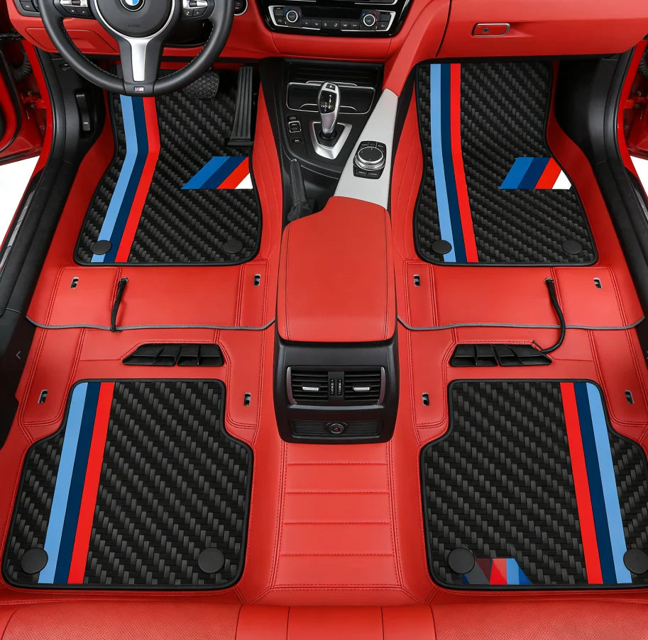 Sport-Stripe Car Floor Mats – 4-Piece Set