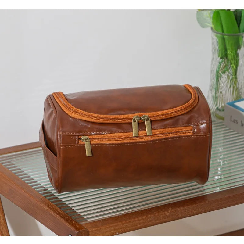 Faux Leather Travel Toiletry Bag