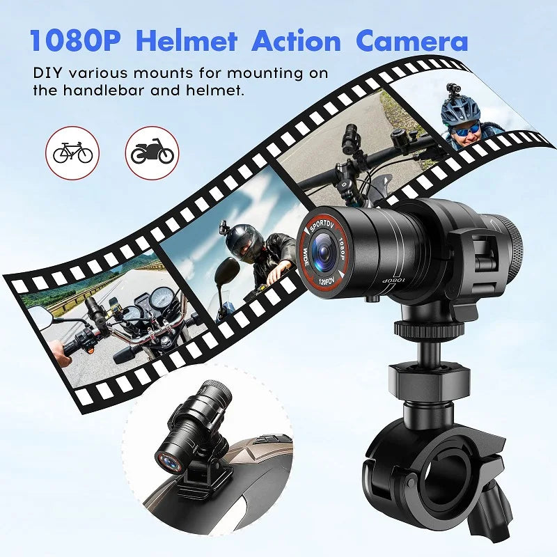Mini Sport DV Action Sportkamera Taschenlampe Helm Full HD 1080P Video Ideal für Fahrrad, Motorrad, wasserdichter Camcorder