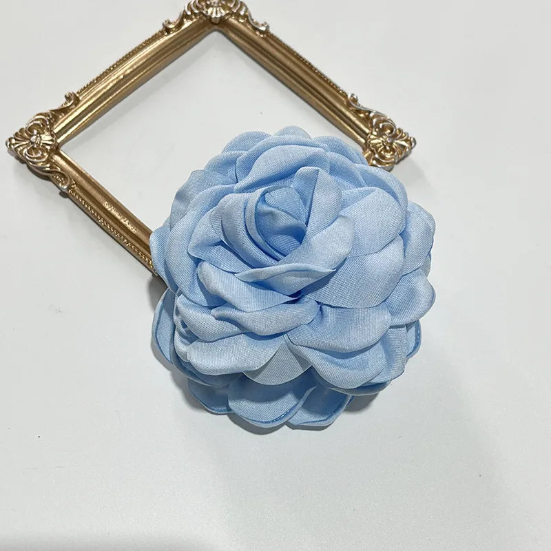 French Fabric Rose Hair Claw Clips – Floral Barrette for Women & Girls, All Seasons