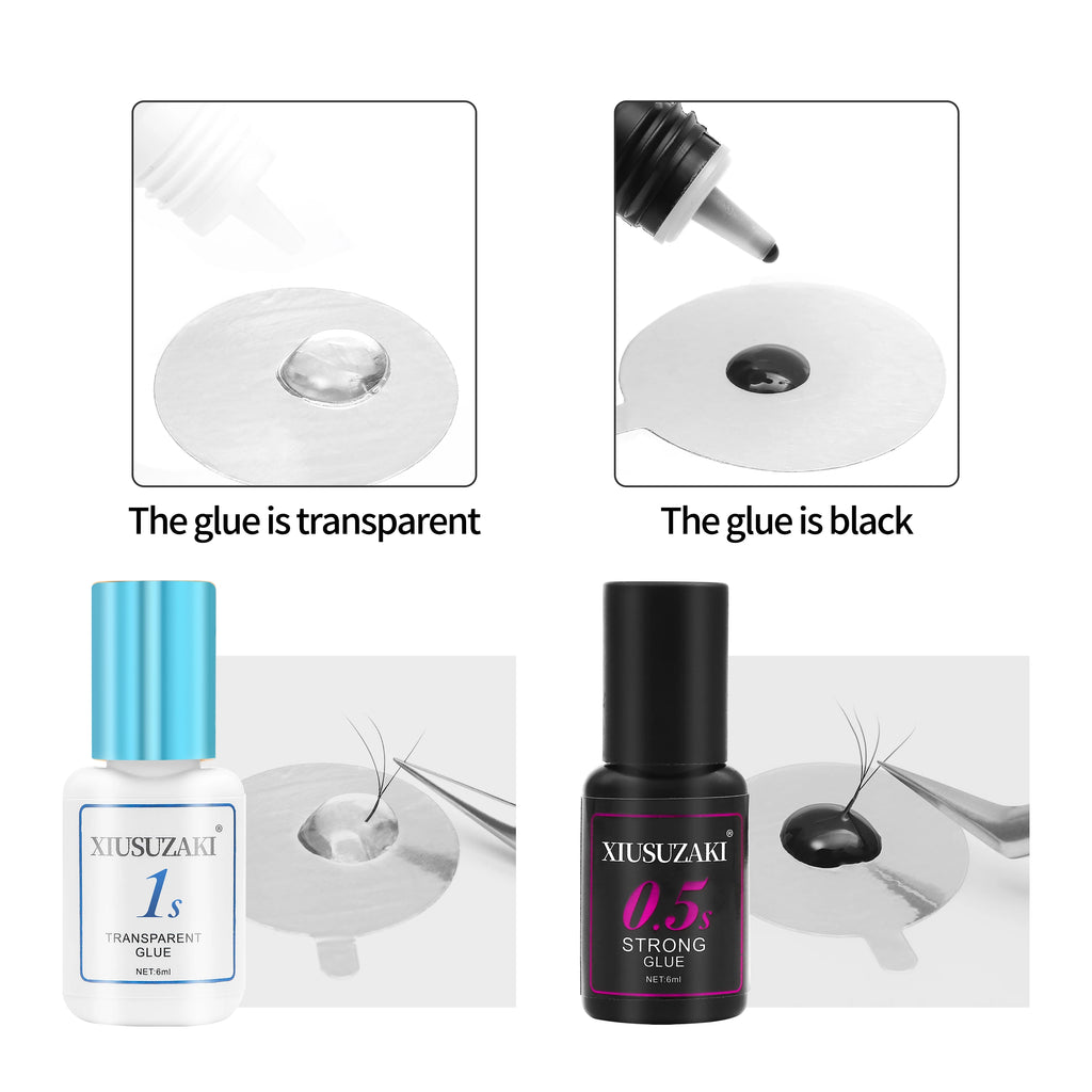 XIUSUZAKI Lash Extension Adhesive – Black, Clear & UV Options, 6 mL