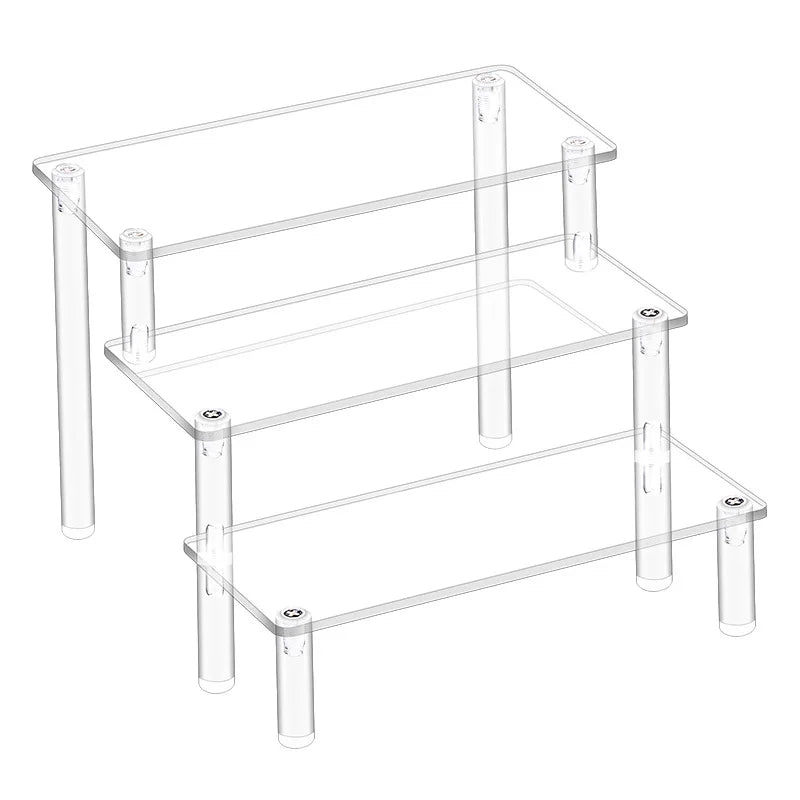 Clear Acrylic Display Stand – 1 to 4 Tier Riser Rack for Figures, Cupcakes, Perfume & Collectibles