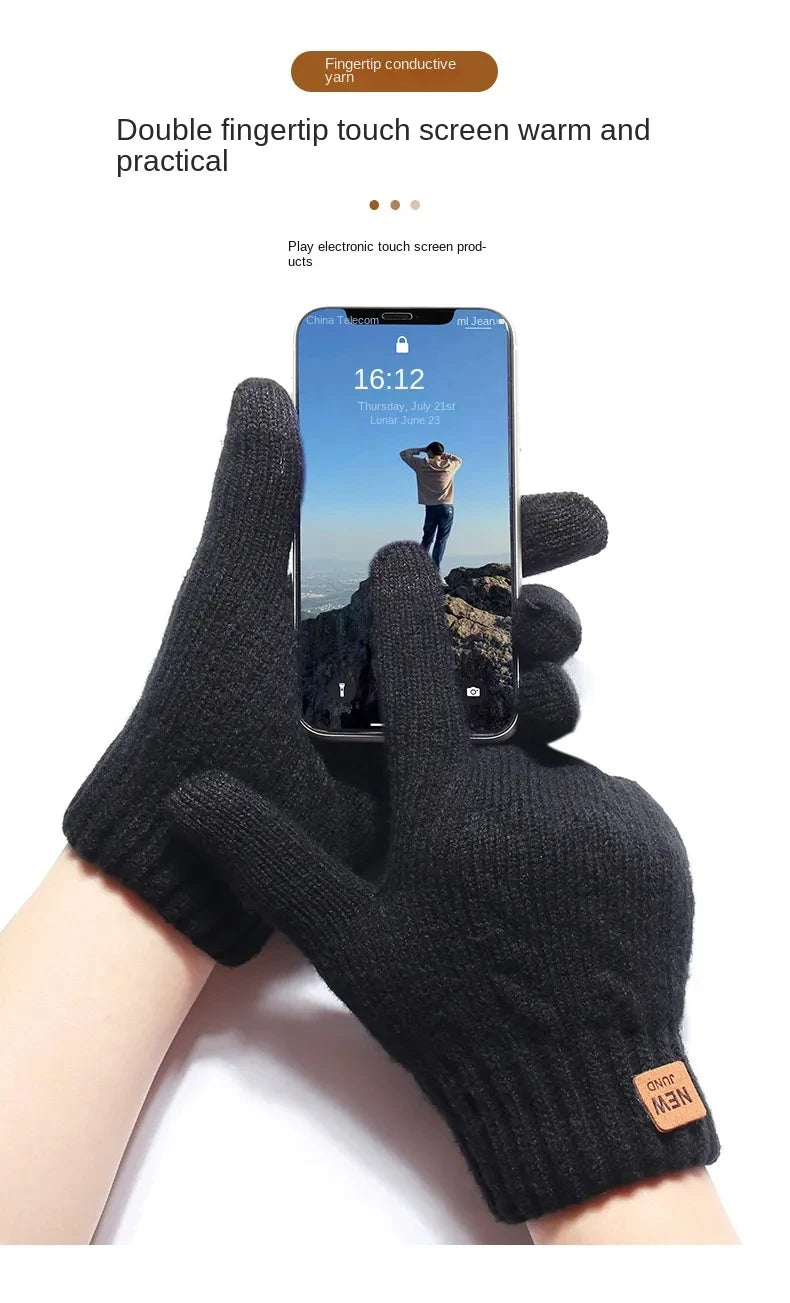 Unisex Lined Knit Winter Gloves