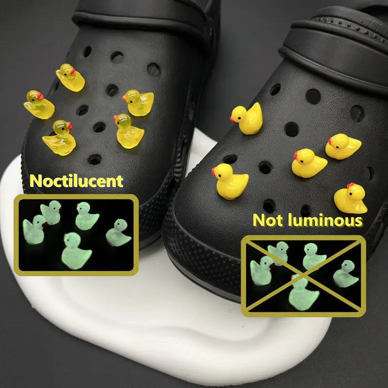 3D Cute Duck Noctilucent Shoe Charms for Crocs Garden Sandal Clogs Pins Decorations Slipper Accessories Girl Women Gift