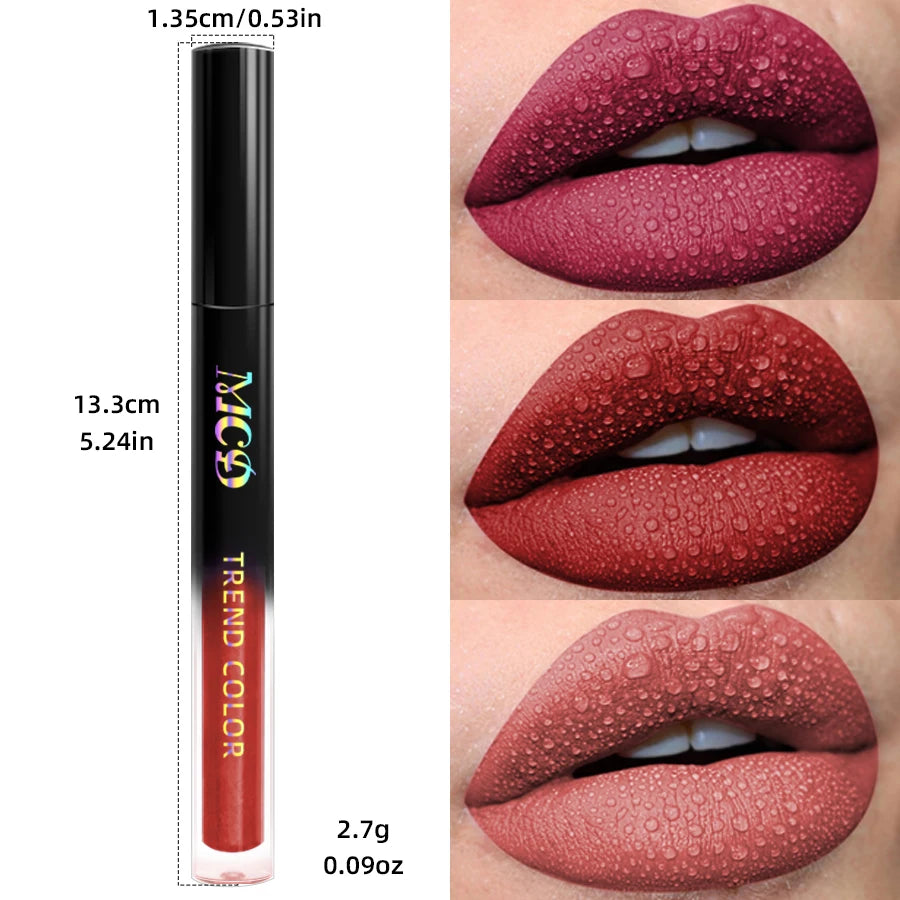 Matte Velvet Lip Gloss – Waterproof Long-Lasting Liquid Lipstick, 19 Shades, 2.7g