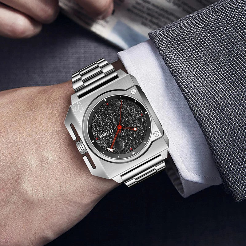 GLENAW GL8655 Men’s Automatic Watch with Moon-Texture Dial