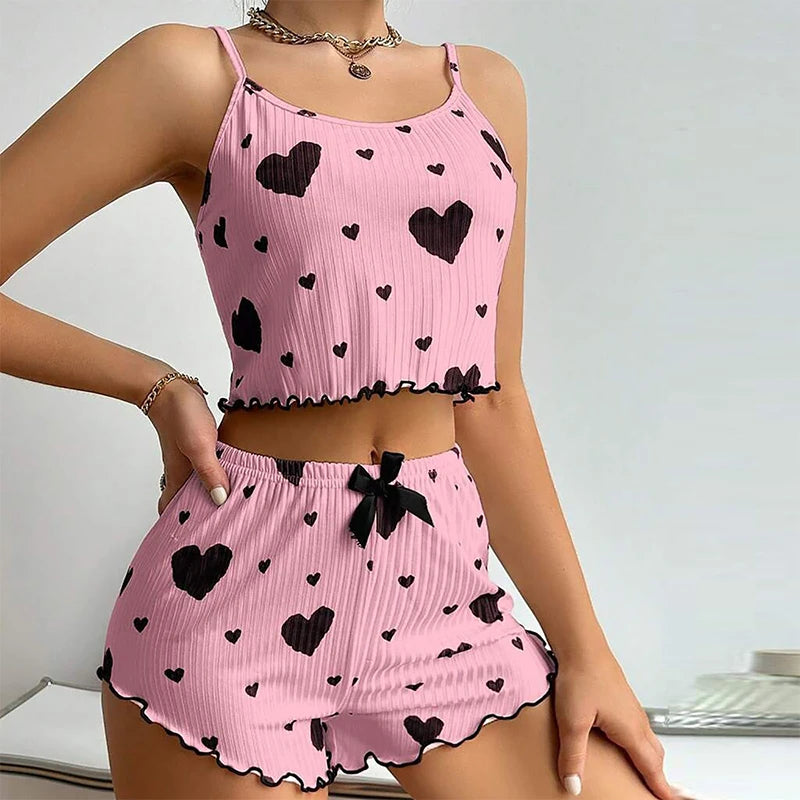 Women’s Spaghetti-Strap Pajamas with Shorts