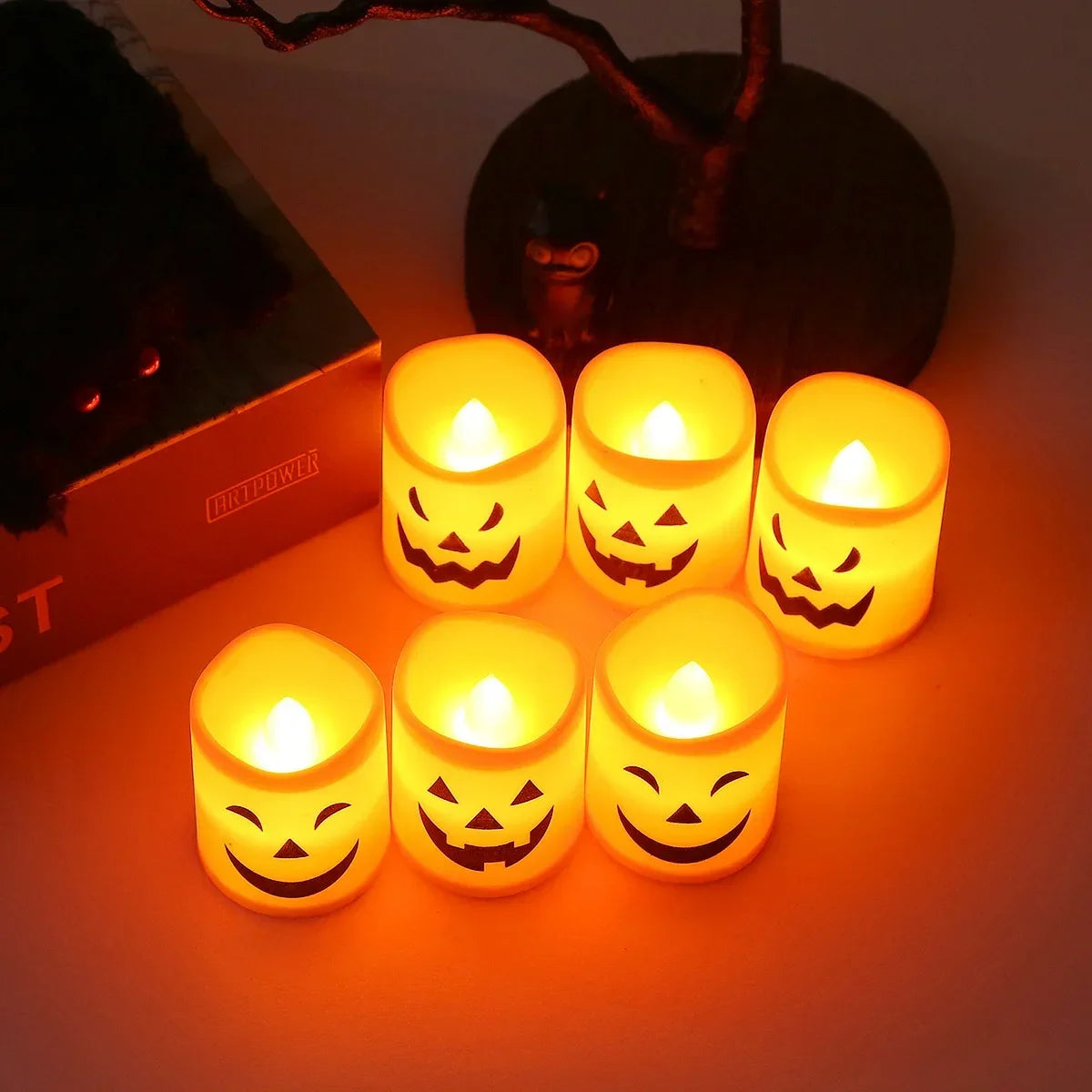Halloween Jack-o’-Lantern LED Candles – 6-Piece Set