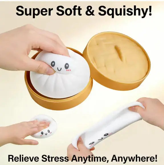 Dumpling Pressure Dumpling Squishies Cute Colorful Bun Toy Slow Rising Stress Relief Fidget Toy for Kids Adults Anti-Anxiety Gif