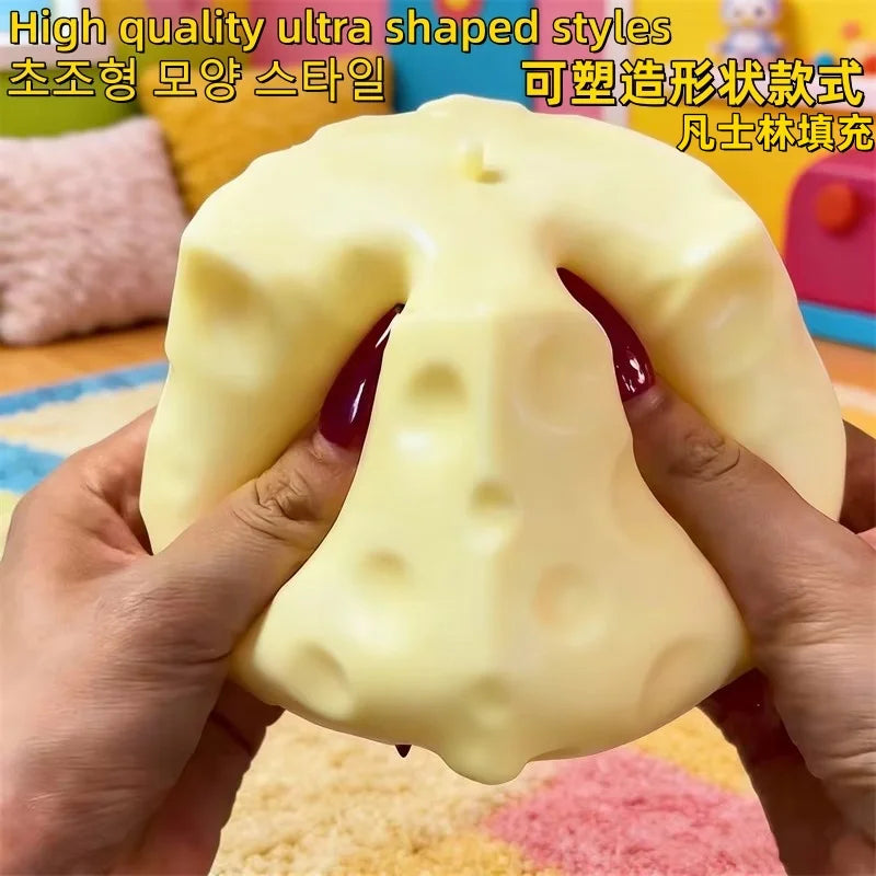 Jumbo Cheese Cube Stress Ball Big Cheese Shapeable Squeeze Ball Non-Bounce Fidget Toy ASMR Sensory Anti-Stress Festival Gift