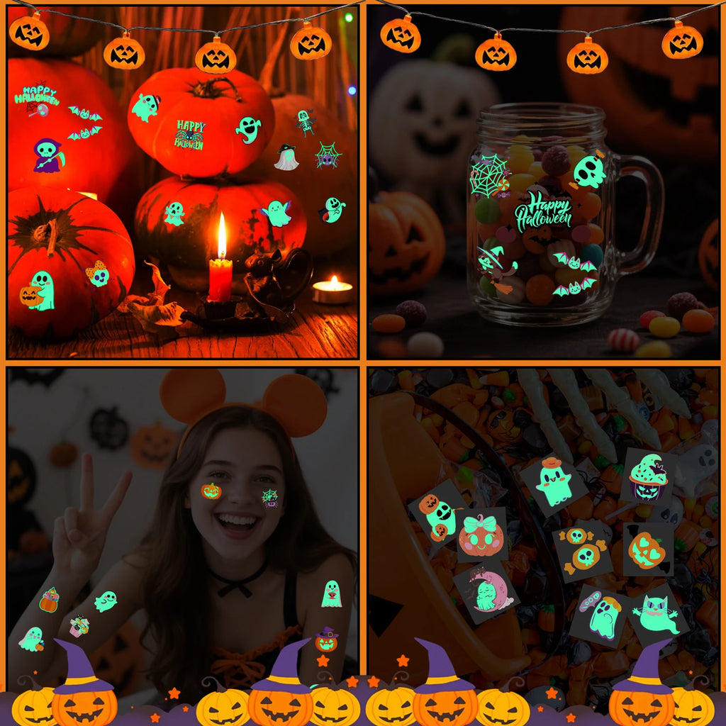 Glow-in-the-Dark Halloween Temporary Tattoos – 36 Sheets