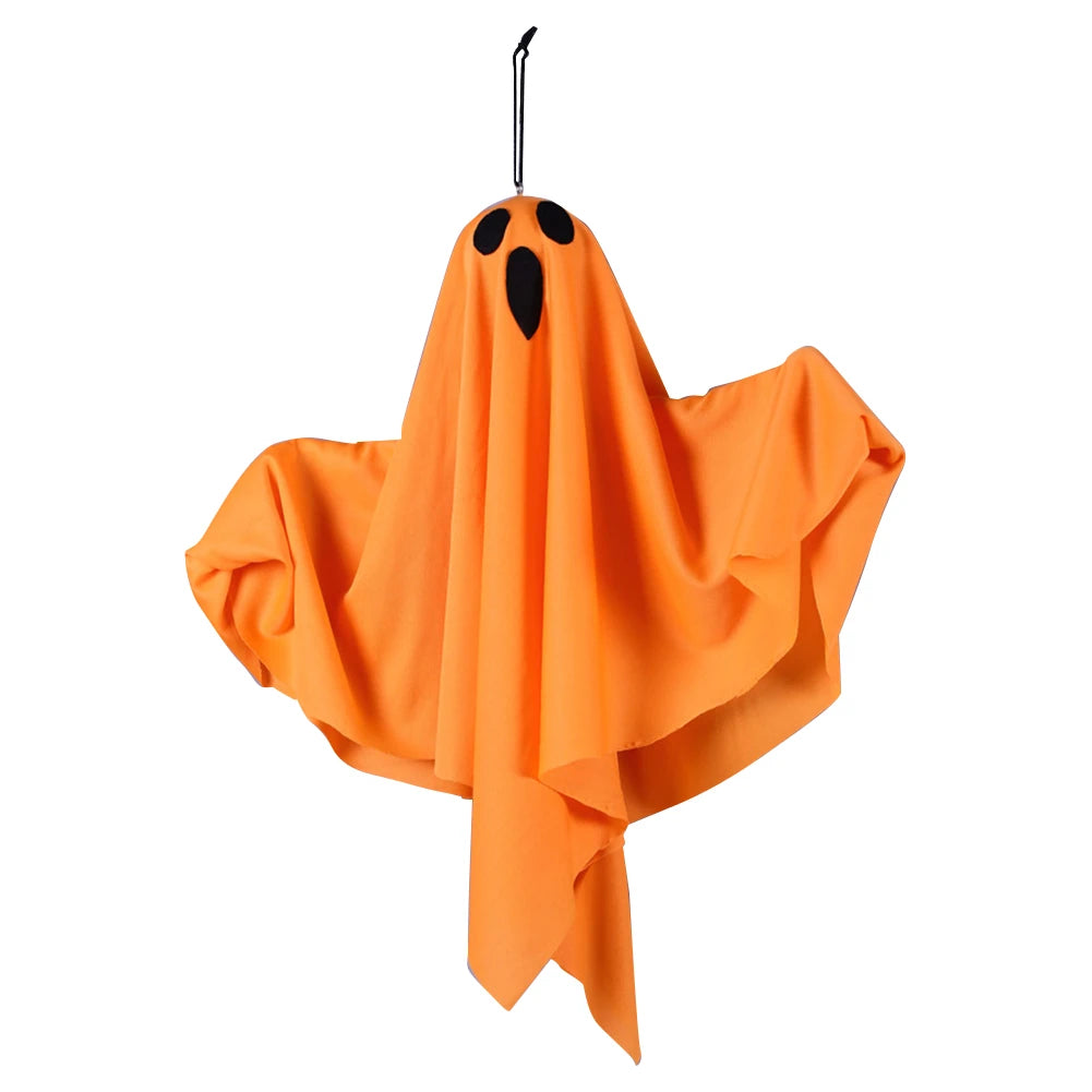 Light-Up Hanging Ghost – White or Orange Halloween Decoration