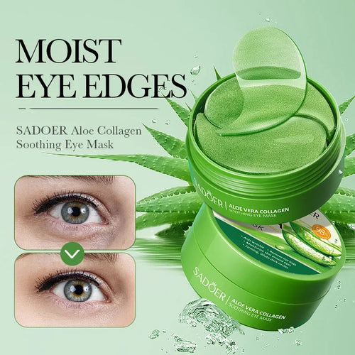 60 Stück Aloe Vera Kollagen Augenmaske, feuchtigkeitsspendend, straffend, hell und transparent, Augenmasken-Pflaster, für alle Hauttypen geeignet