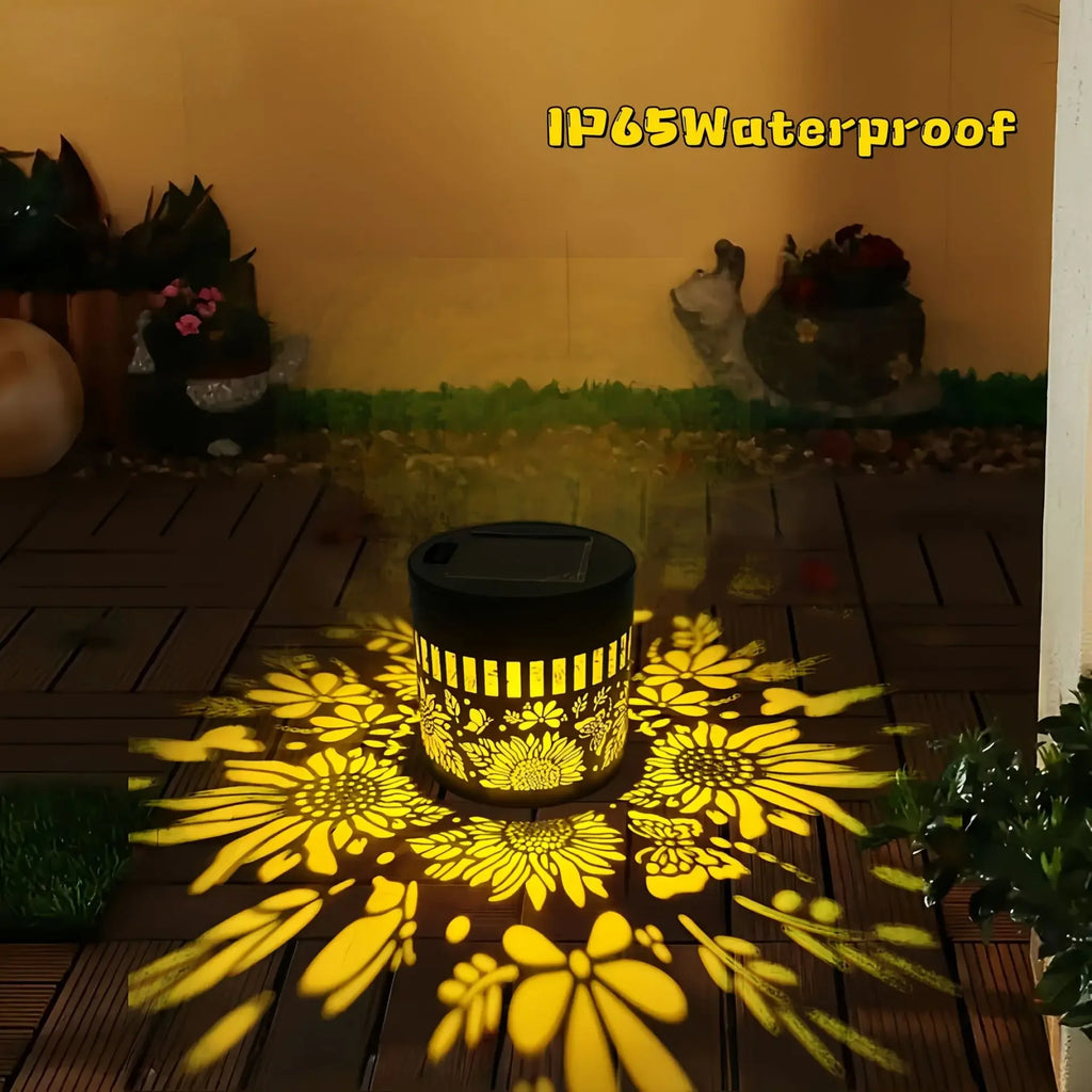 Solar-Sonnenblumen-Wandleuchte Außen Garten Mandala Muster Dekoration Wandleuchte für Terrasse Garten Anwesen Veranda Hof Dekor