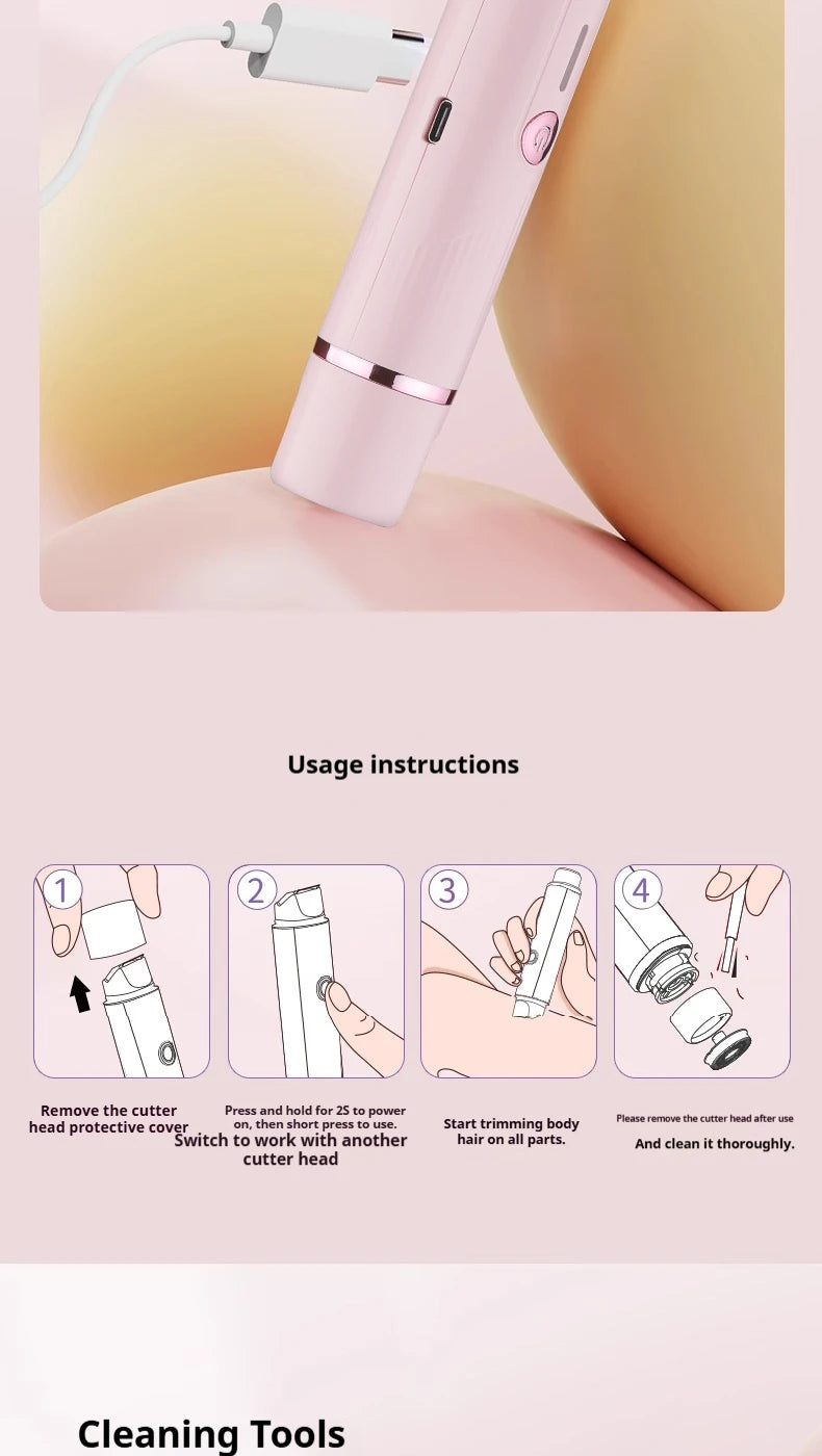 Women's Dual-Head Electric Hair Trimmer – Pink